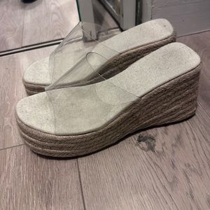 Clear espadrilles heels
